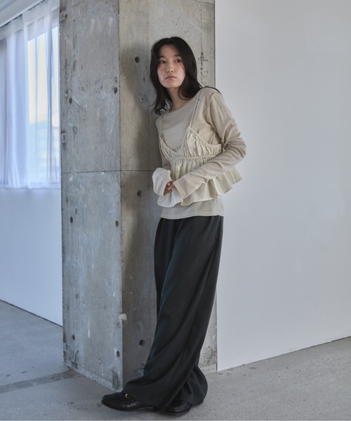 「feepur」 キャミソールブラウス MEDIUM ブラック レディース_画像7