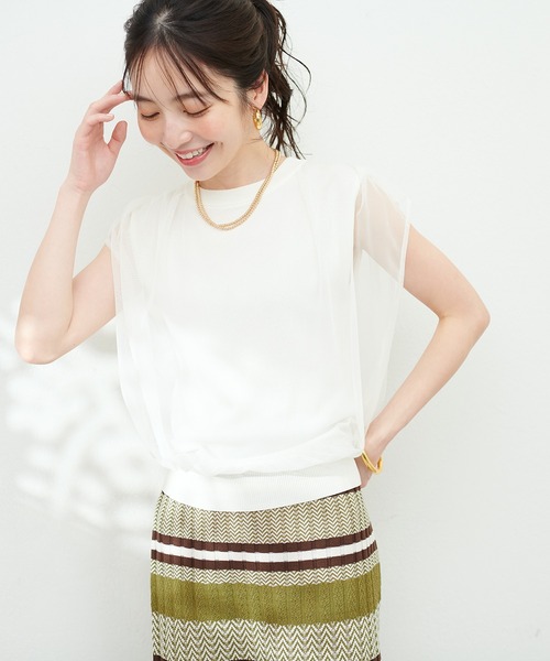 「natural couture」 ノースリーブニット FREE ベージュ レディース_画像3