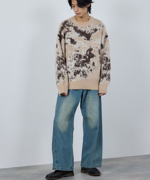 マーブルニット NAVY セーター ニット モヘヤタッチマーブルニット メンズ レディース