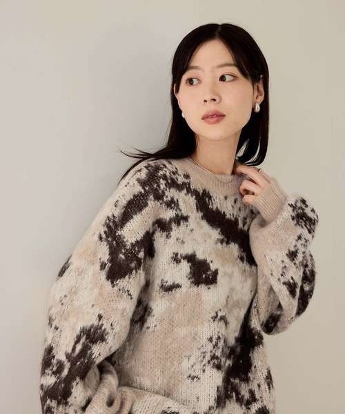 【美品】  tunica / チュニカ | 2020AW | ウール モヘヤ ハイネック ニット セーター | F | チャコール/ホワイト | レディース UNTITLED（アンタイトル） ニット セーター 「8色展開/洗える」ウール