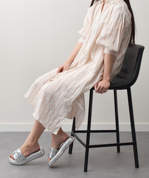 「CARRANO」 フラットサンダル 37 シルバー レディース_画像7