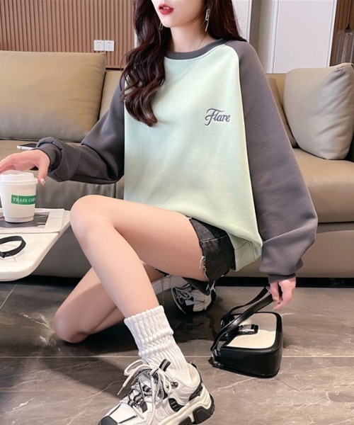 tシャツ ラグランロングスリーブTシャツ/長袖 バイカラー ビッグ