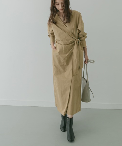 「KBF+」 長袖ワンピース ONE ブラウン レディース_画像2