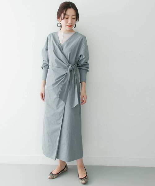 「KBF+」 長袖ワンピース ONE ブラウン レディース_画像4