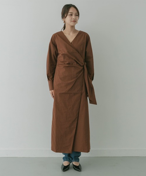 「KBF+」 長袖ワンピース ONE ブラウン レディース_画像6