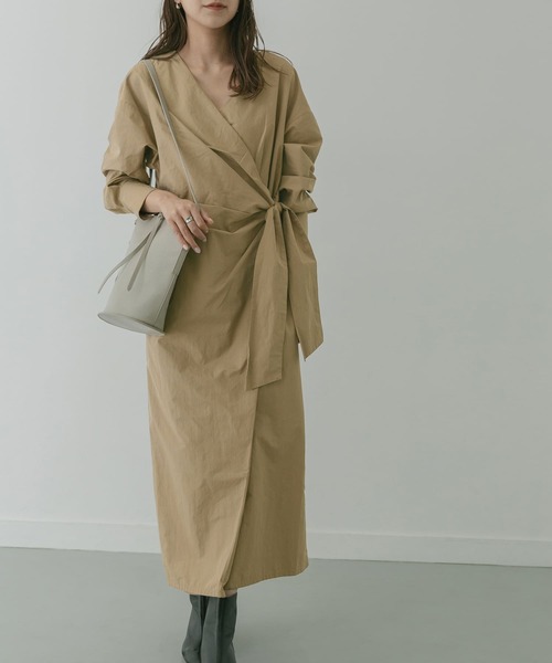 「KBF+」 長袖ワンピース ONE ブラウン レディース_画像9