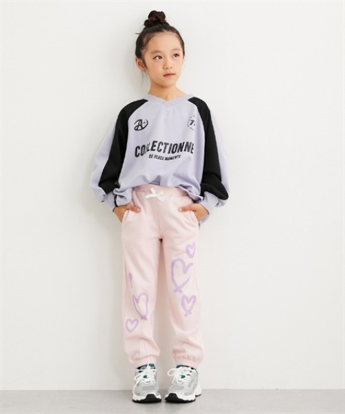 パンツ 裏起毛ハートプリントスウェットパンツ キッズ 子供服 女の子