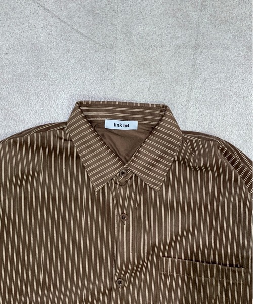 link lot シャツ カットベロアヴィンテージライクストライプシャツ