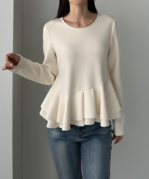 「Louere」 長袖カットソー X-LARGE アイボリー レディース_画像7