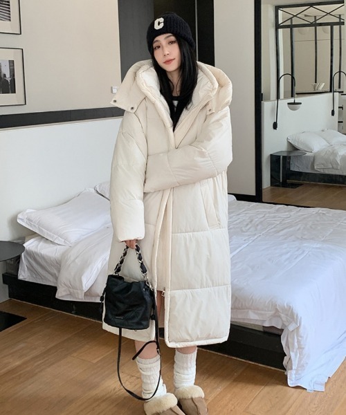 ダウンコート ダウンジャケット 2way オーバーサイズ フード脱着