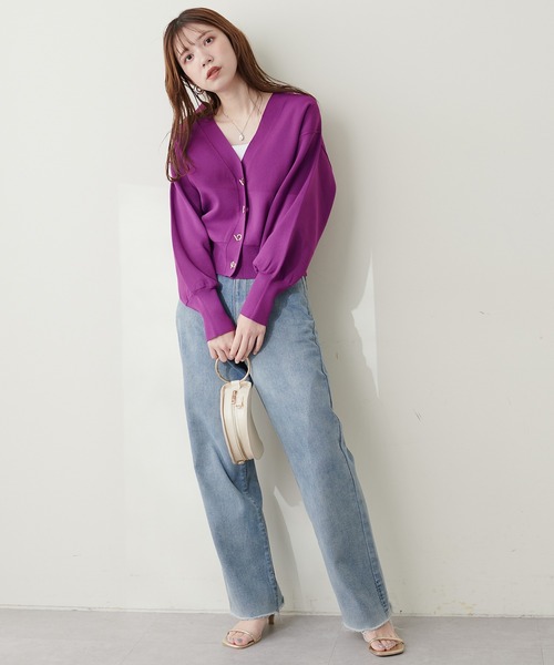 「natural couture」 ニットカーディガン FREE アイボリー レディース_画像8