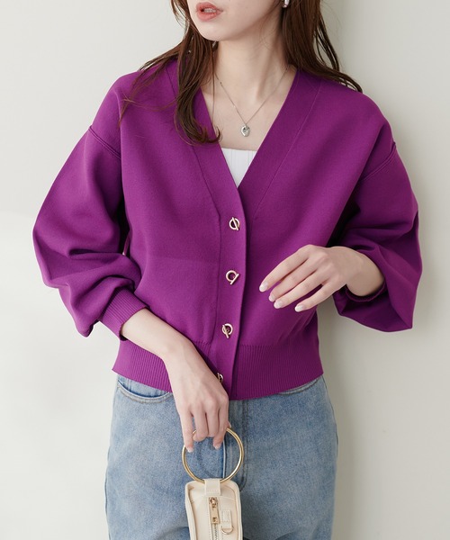 「natural couture」 ニットカーディガン FREE アイボリー レディース_画像9