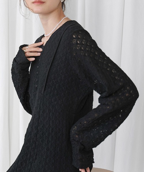 「Bab」 長袖ワンピース S ベージュ レディース_画像4