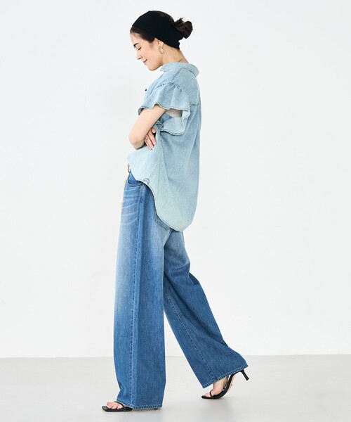 Rie Miller（リエミラー） ブラウス シャツ 「RM denim」ラッフル