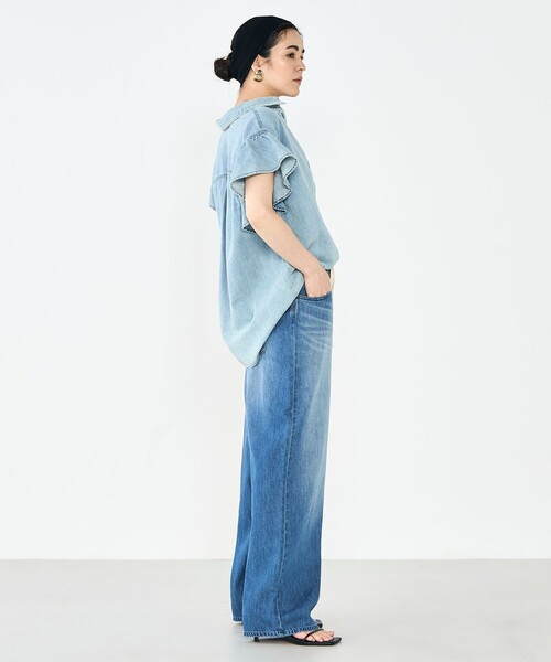 Rie Miller（リエミラー） ブラウス シャツ 「RM denim」ラッフル 