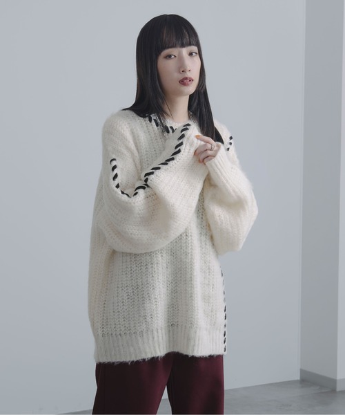 「Ellno Loset」 長袖ニット MEDIUM オフホワイト メンズ_画像6