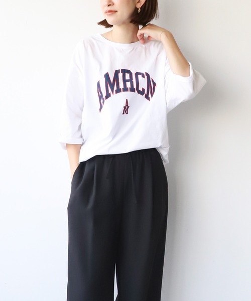 「AMERICANA」 半袖Tシャツ FREE グレイッシュベージュ レディース_画像3