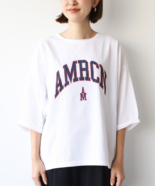 「AMERICANA」 半袖Tシャツ FREE グレイッシュベージュ レディース_画像9