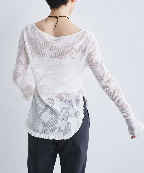 ニット セーター flower mesh pullover レディースの画像