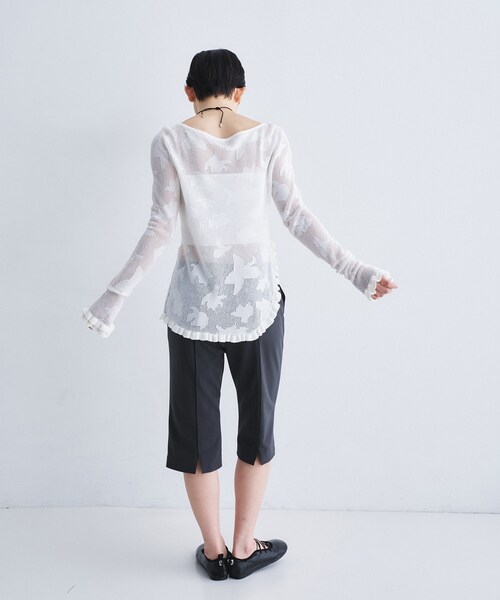 ニット セーター flower mesh pullover レディースの画像