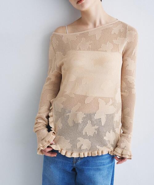 ニット セーター flower mesh pullover レディースの画像