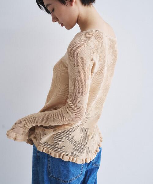 ニット セーター flower mesh pullover レディースの画像