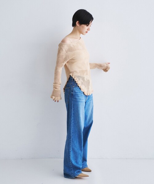 ニット セーター flower mesh pullover レディースの画像