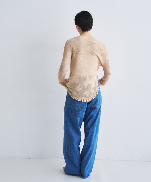 ニット セーター flower mesh pullover レディースの画像