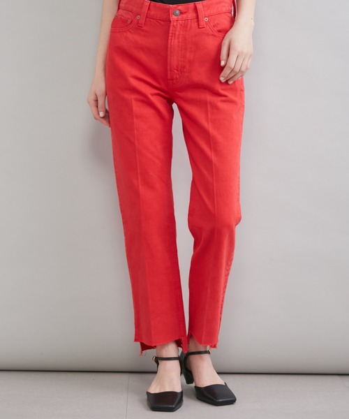 ジーンズ デニム デニムパンツ 「MILA PANTS」裾段差テーパードデニムパンツ レディースの画像