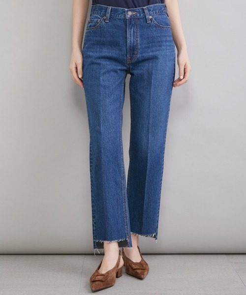 ジーンズ デニム デニムパンツ 「MILA PANTS」裾段差テーパードデニムパンツ レディースの画像