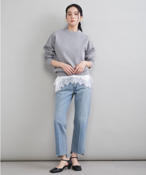 ジーンズ デニム デニムパンツ 「MILA PANTS」裾段差テーパードデニムパンツ レディースの画像