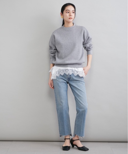ジーンズ デニム デニムパンツ 「MILA PANTS」裾段差テーパードデニムパンツ レディースの画像