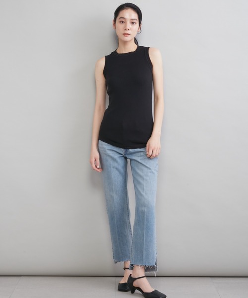 ジーンズ デニム デニムパンツ 「MILA PANTS」裾段差テーパードデニムパンツ レディースの画像