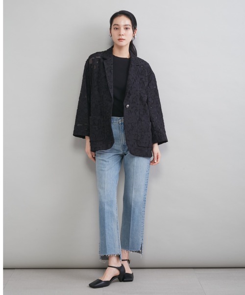 ジーンズ デニム デニムパンツ 「MILA PANTS」裾段差テーパードデニムパンツ レディースの画像