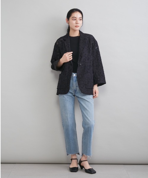 ジーンズ デニム デニムパンツ 「MILA PANTS」裾段差テーパードデニムパンツ レディースの画像