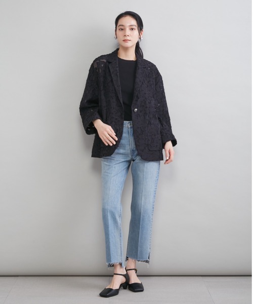 ジーンズ デニム デニムパンツ 「MILA PANTS」裾段差テーパードデニムパンツ レディースの画像