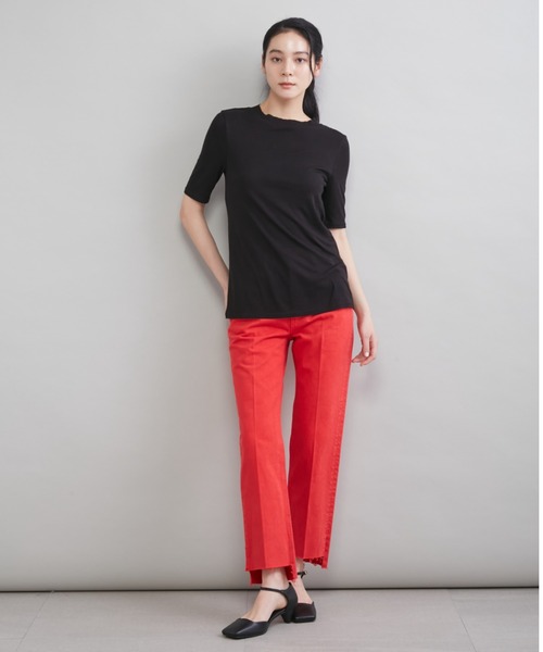 ジーンズ デニム デニムパンツ 「MILA PANTS」裾段差テーパードデニムパンツ レディースの画像