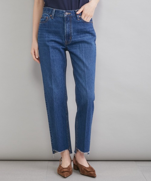 ジーンズ デニム デニムパンツ 「MILA PANTS」裾段差テーパードデニムパンツ レディースの画像