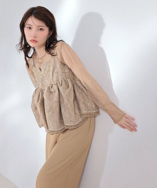 【早い者勝ち・美品】Leja ぺプラム パンツ ドレス【3/3-3/7発送不可】 Kana パンツドレス シアートップスペプラムオーバーレース3点セット