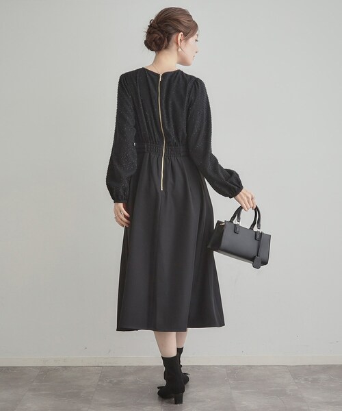 「couture brooch」 長袖ワンピース 38 ナチュラル レディース_画像3