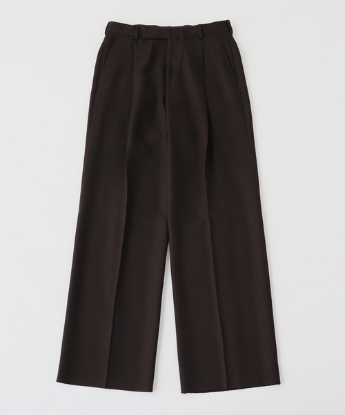 スラックス HUSBANDS（ハズバンズ）WIDE PLEATED TROUSERS IN 4-PLY メンズ レディースの画像