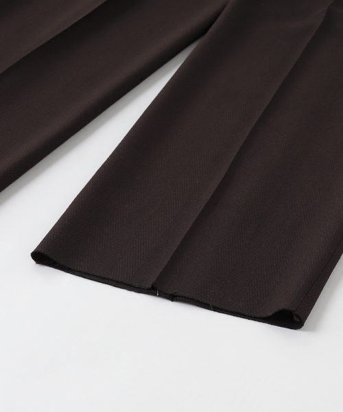 スラックス HUSBANDS（ハズバンズ）WIDE PLEATED TROUSERS IN 4-PLY メンズ レディースの画像