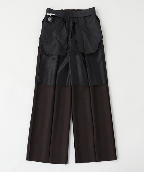 スラックス HUSBANDS（ハズバンズ）WIDE PLEATED TROUSERS IN 4-PLY メンズ レディースの画像