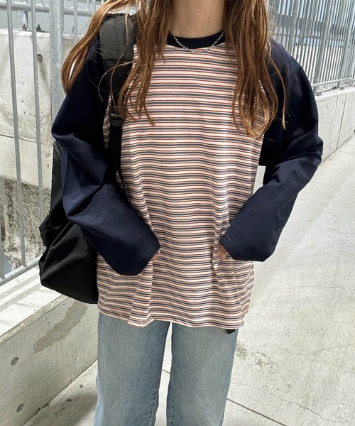 I-SOOK（アイスー） tシャツ ボーダーラグランTシャツ(chiica select