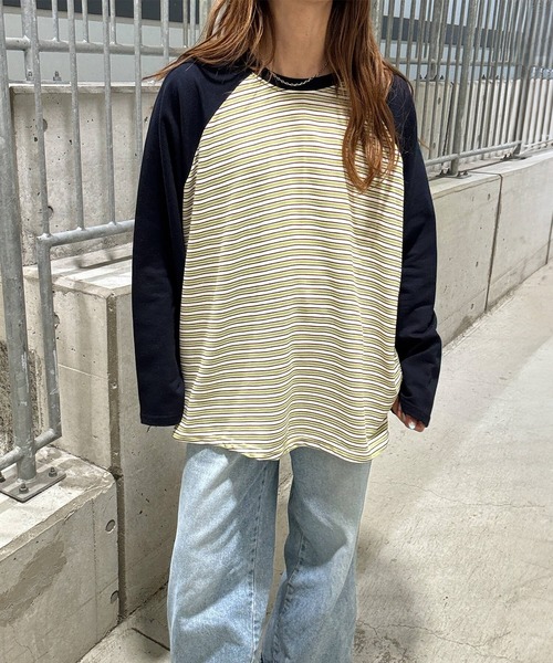 I-SOOK（アイスー） tシャツ ボーダーラグランTシャツ(chiica select