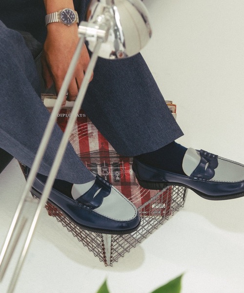 ローファー COMBI LOAFERS NVY GRY メンズの画像