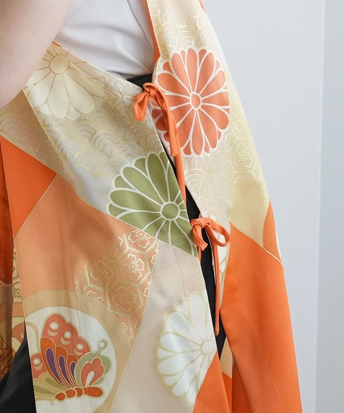 ベスト ジレ 着物リメイク maison utatane ジレ 陽だまりの夢蝶 レディースの画像