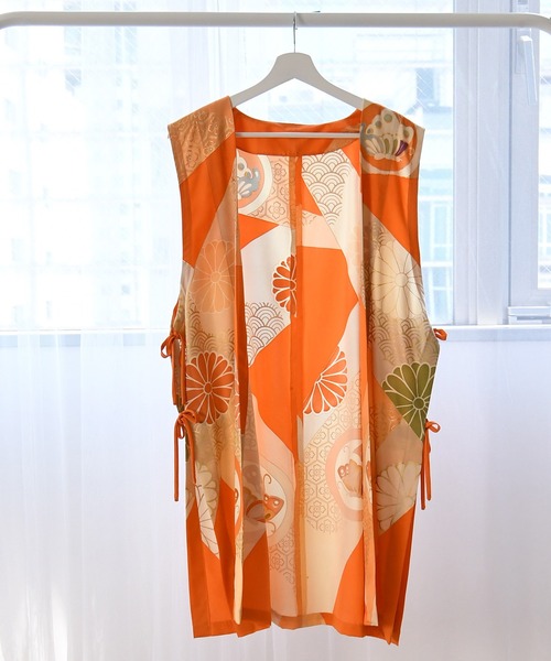 ベスト ジレ 着物リメイク maison utatane ジレ 陽だまりの夢蝶 レディースの画像