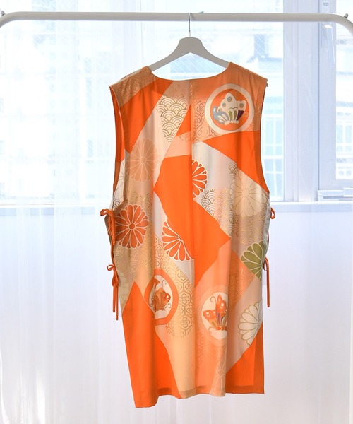 ベスト ジレ 着物リメイク maison utatane ジレ 陽だまりの夢蝶 レディースの画像