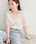 tシャツ 半袖 シアーベロアギャザーT レディースの詳細画像3